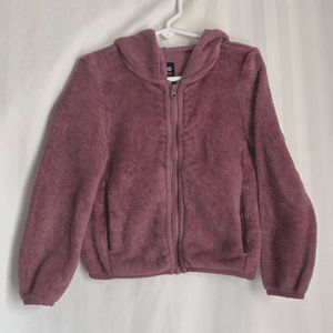 Ci Sono Kids Girls Mauve Purple Fuzzy Teddy Fleece Hooded Jacket Size 6 EUC